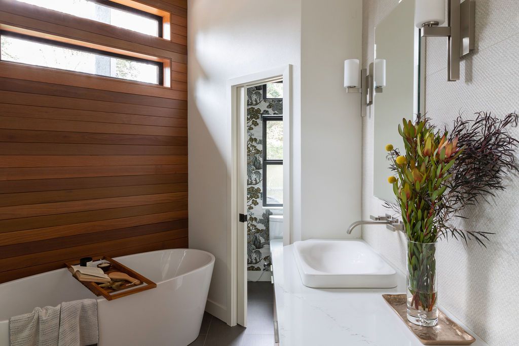 wooden walls in bathroom
