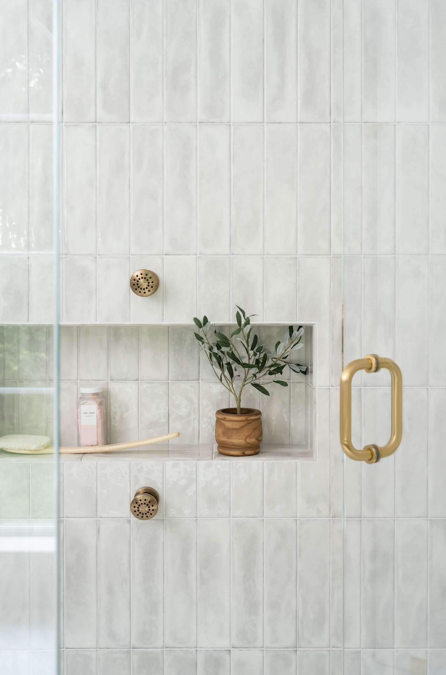 built-in shower shelf