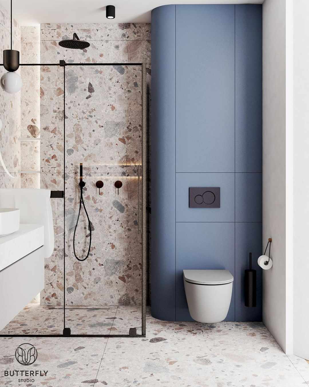 terrazzo shower walls