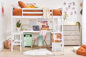 7 Inexpensive Hacks That Make Dorm Rooms Feel Ten Times Larger, Designers Say 6 Dorm room with desk and bed