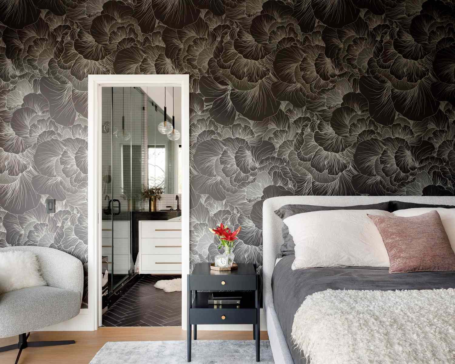 black and white bedroom for couples