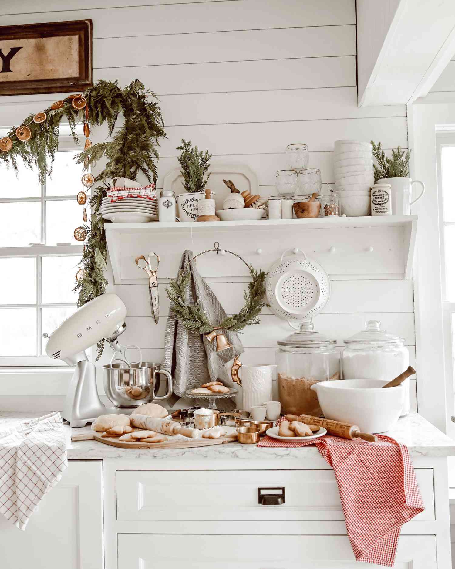 kitchen peg rail christmas decor ideas