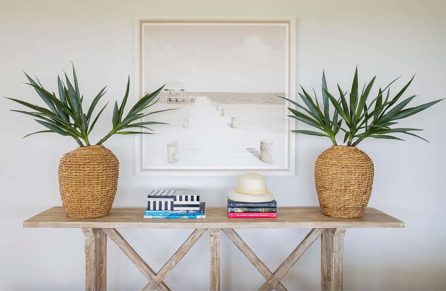 coastal living room with beachy accents