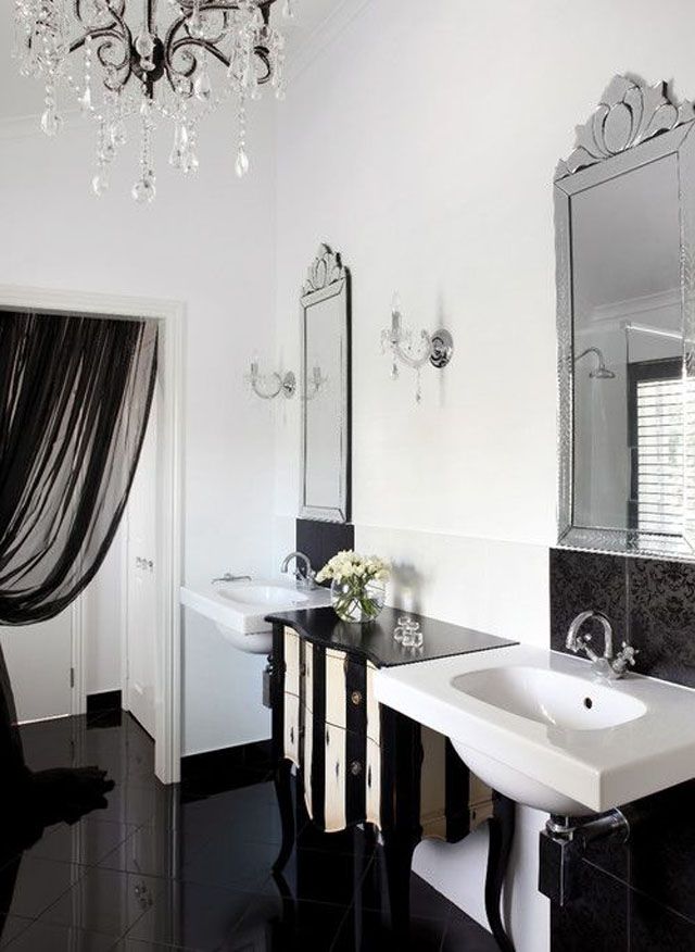 Sophisticated Bathroom With Black Accents