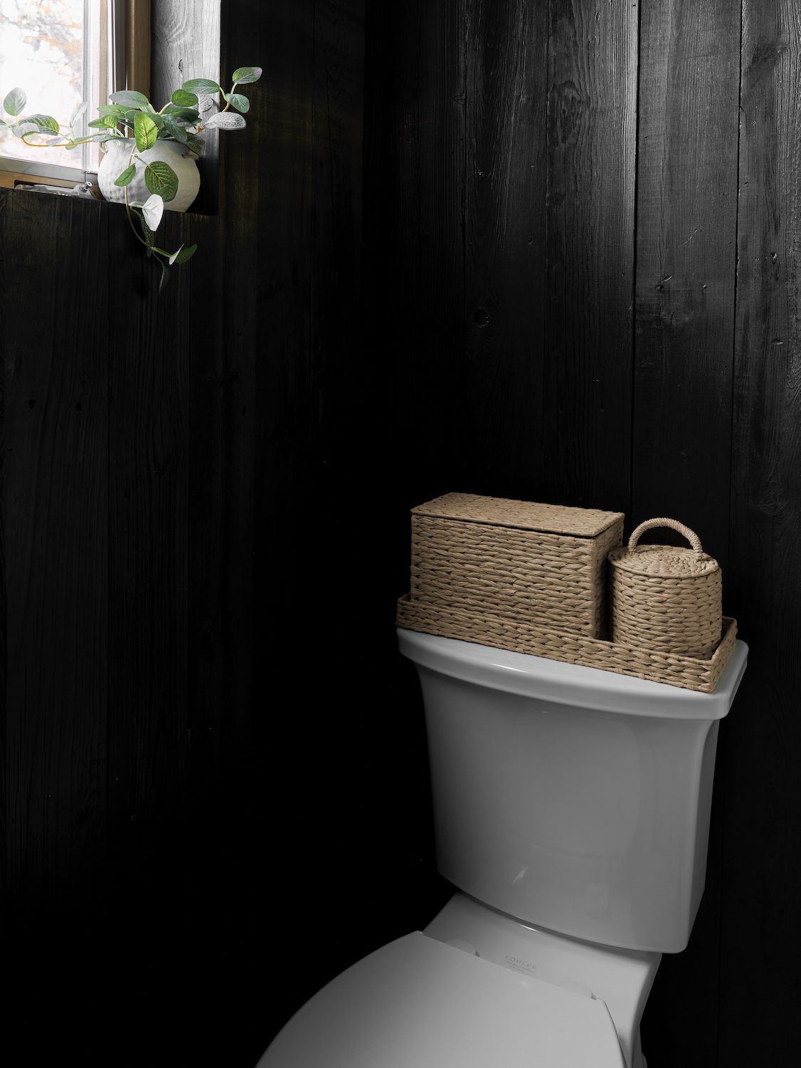 black painted bathroom 