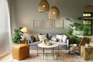 Wohnzimmer Innenraum mit grauen Wänden