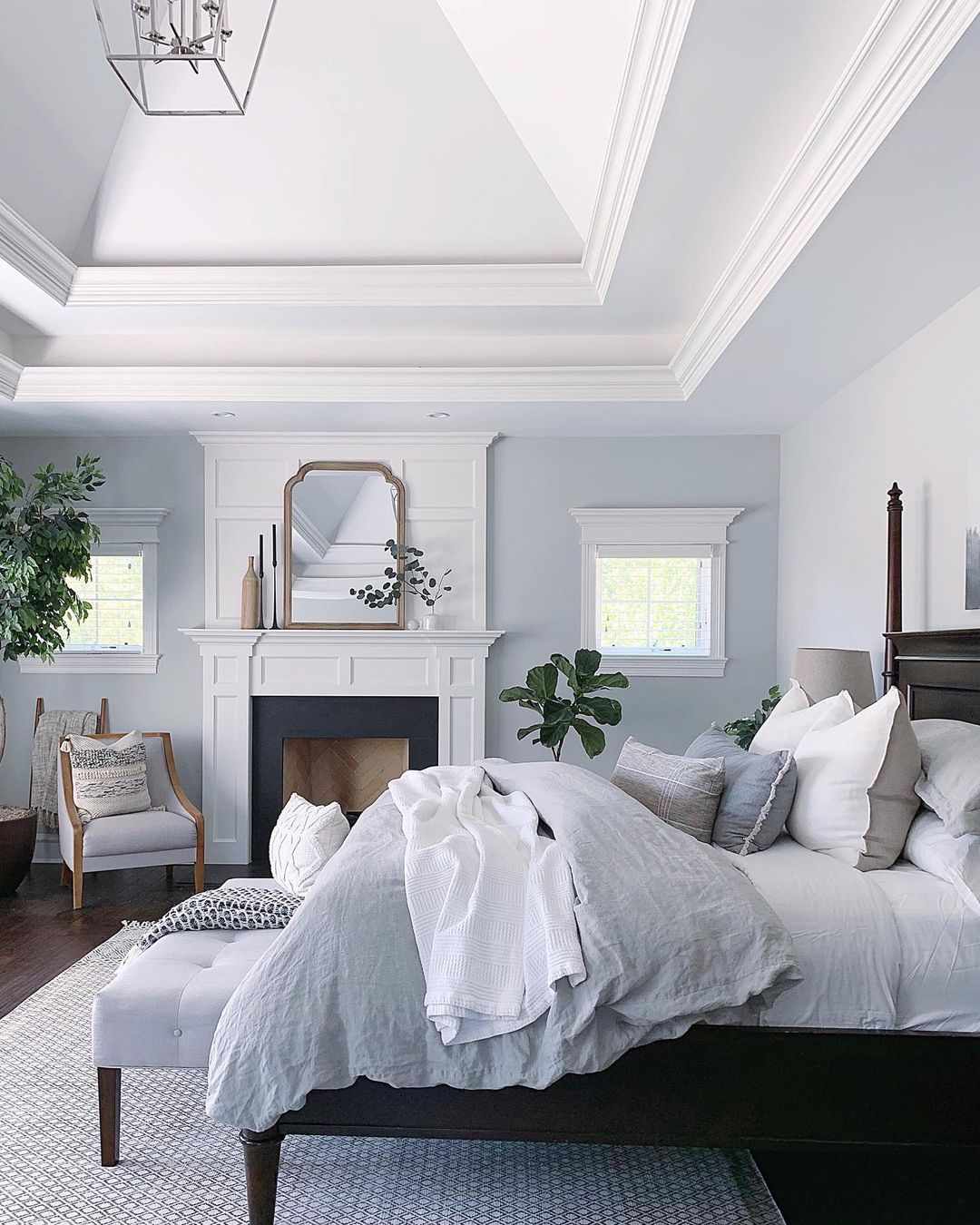 bedroom layout with fireplace