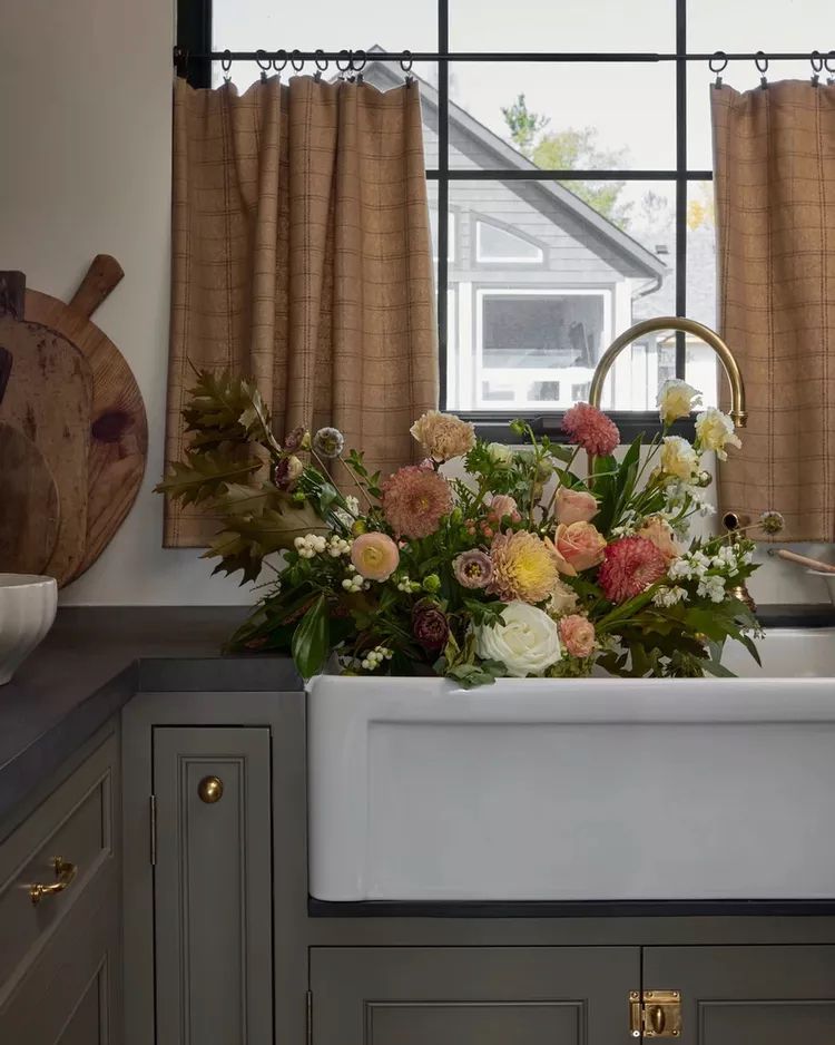kitchen window sink half curtains