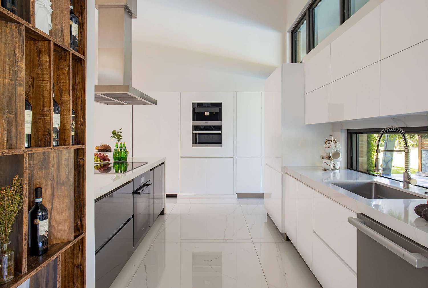 modern picture window over kitchen sink