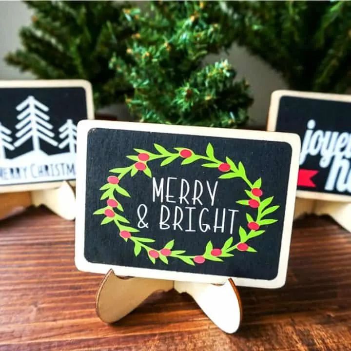 Three mini DIY Christmas signs