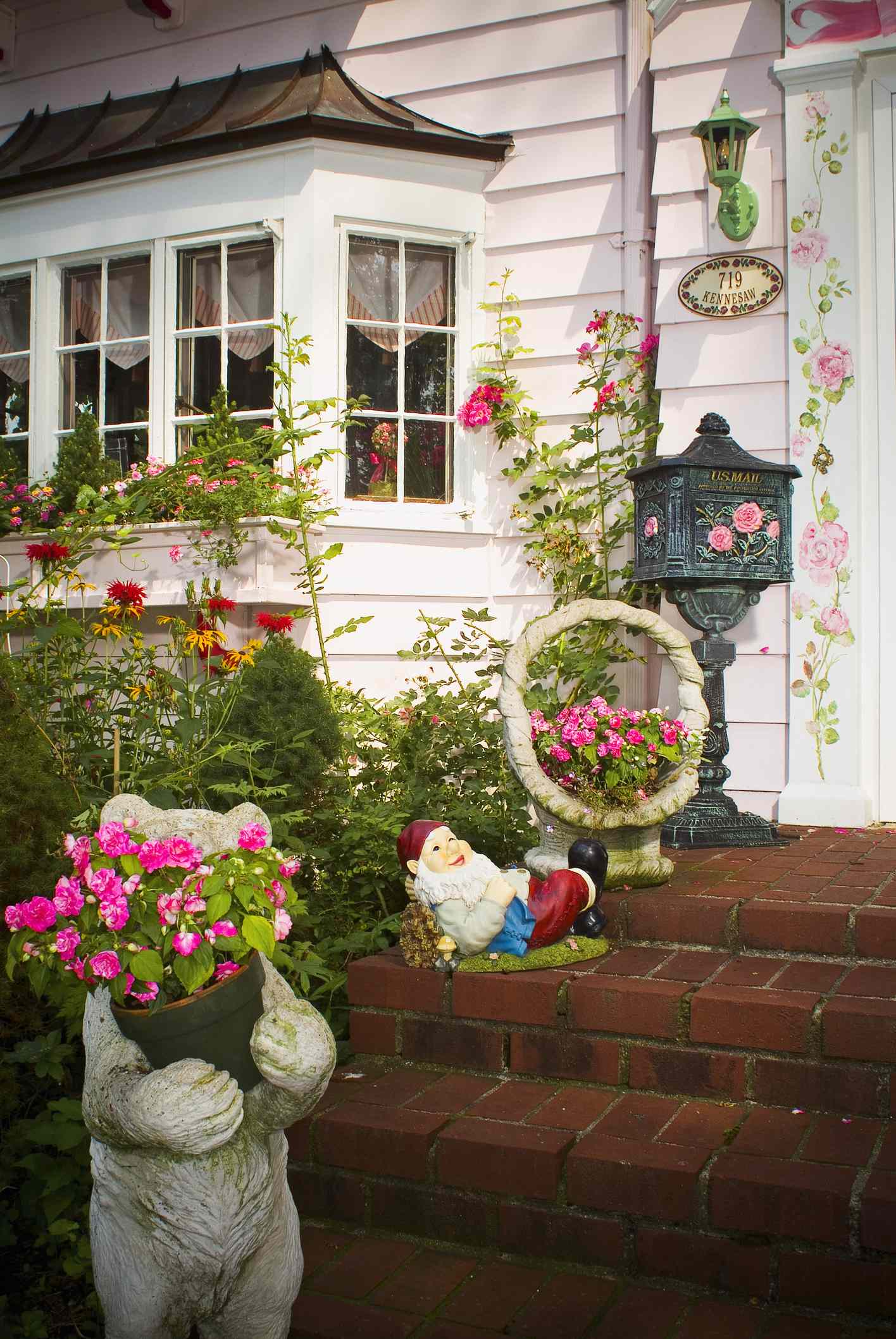 lawn ornaments on porch