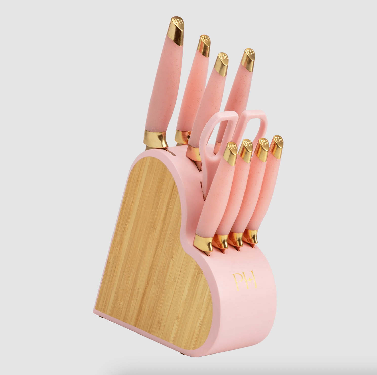 Paris Hilton 10-teiliger herzförmiger Edelstahlmesser-Blockset, Pink