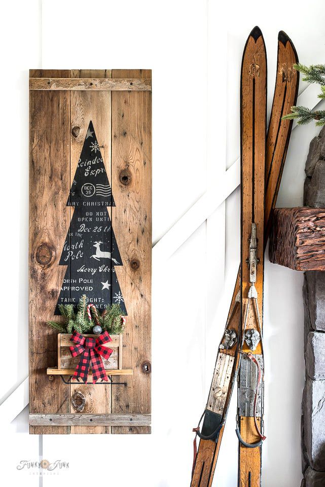 A wood Christmas tree sign